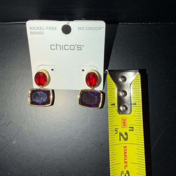 2pair of Chico’s Red and Purple Gold Earrings Set NWT - Picture 4 of 4